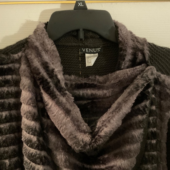 Venus chocolate brown faux fur front sweater - Picture 2 of 3